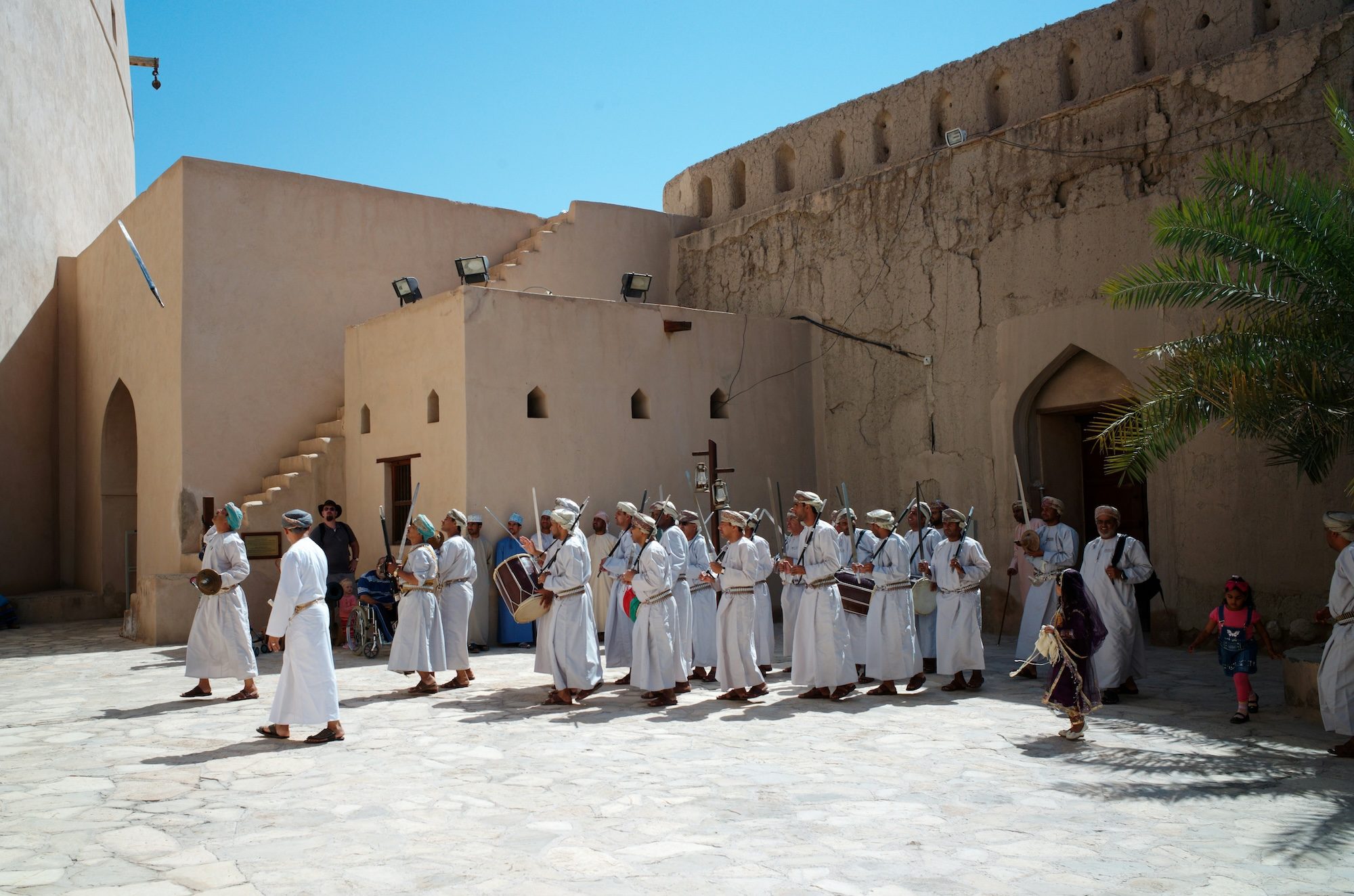 Music at Nizwa fort. Oman is spending $15bn on smart cities but critics say tourists are attracted to Oman by its tradition and heritage