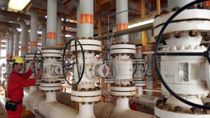 An worker at the Soroush oil field. Iranian oil capacity is the third largest in Opec
